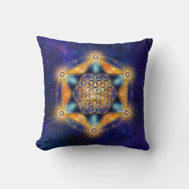Livslångt Merkaba Star - Sacred Geometry Kudde (Framsida)