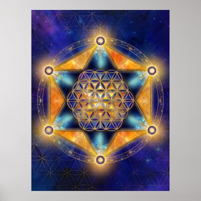 Livslångt Merkaba Star - Sacred Geometry Poster (Framsidan)
