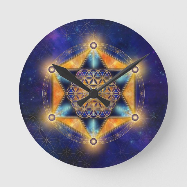 Livslångt Merkaba Star - Sacred Geometry Rund Klocka (Framsida)