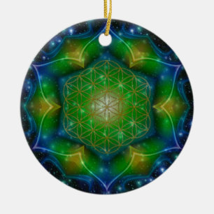 LIVSLÄPP/Blume des Lebens Mandala V Square Julgransprydnad Keramik