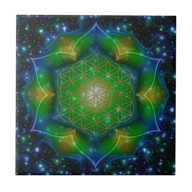 LIVSLÄPP/Blume des Lebens Mandala V Square Kakelplatta (Framsidan)
