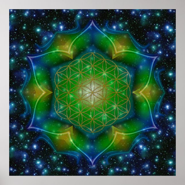 LIVSLÄPP/Blume des Lebens Mandala V Square Poster (Framsidan)