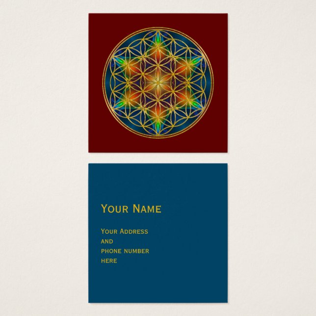 LIVSLÄPP - Fractal Blommar 1 Fyrkantigt Visitkort (Framsida & baksida)