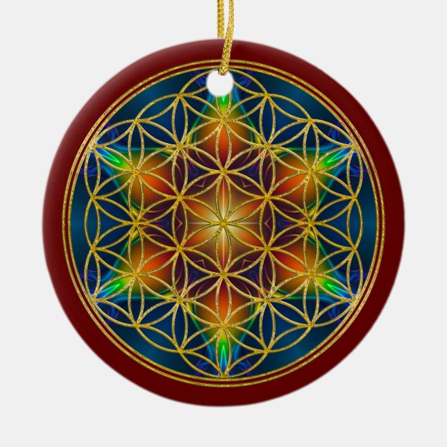 LIVSLÄPP - Fractal Blommar 1 Julgransprydnad Keramik (Framsidan)