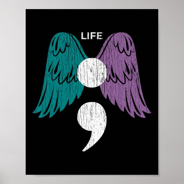 Livslemikolon Vingar Suicide Awareness Mental Heal Poster (Framsidan)
