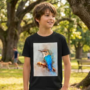 Livslevande akvarellkolibri Fågel på en gren T Shirt