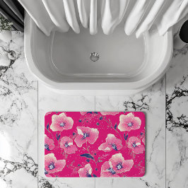 Livslevande blomster Mönster i rosa, vit & Royal b Badrumsmatta