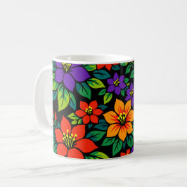 Livslevande blomsterdesign med färgglada blommor kaffemugg