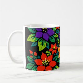 Livslevande blomsterdesign med färgglada blommor kaffemugg