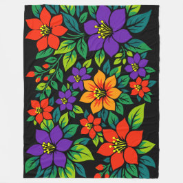 Livslevande blomsterdesign med färgrika blommor fleecefilt