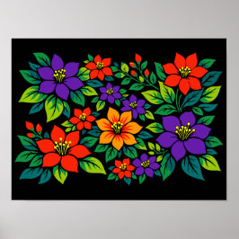 Livslevande blomsterdesign med färgrika blommor poster