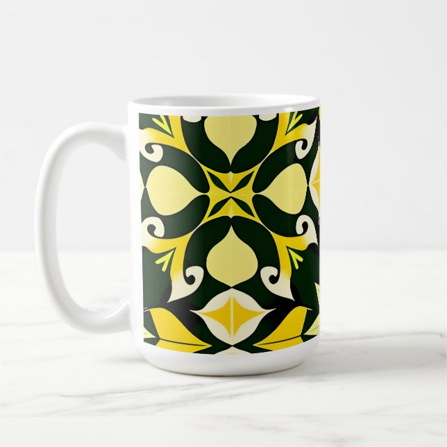 Livslevande geometrisk blommig design kaffemugg (Vänster)