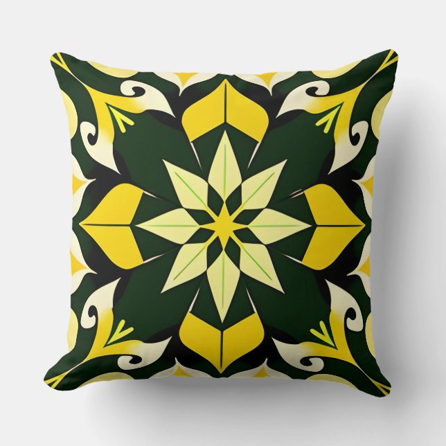 Livslevande geometrisk blommig design kudde (Framsida)