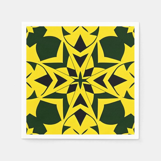 Livslevande geometrisk blommig design pappersservett (Framsidan)