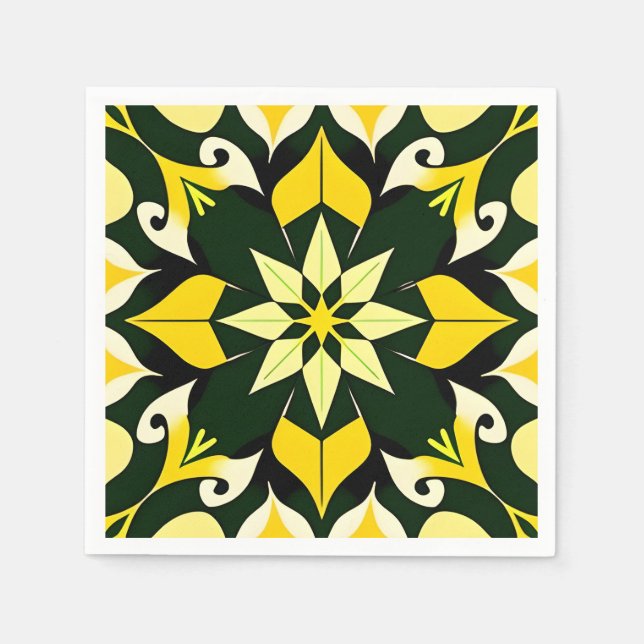 Livslevande geometrisk blommig design pappersservett (Framsidan)