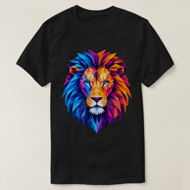Livslevande geometrisk lejonkonst t-shirt (Design framsida)