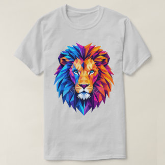 Livslevande geometrisk lejonkonst t-shirt