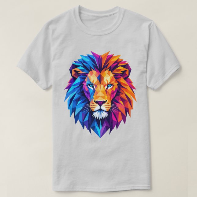 Livslevande geometrisk lejonkonst t-shirt (Design framsida)