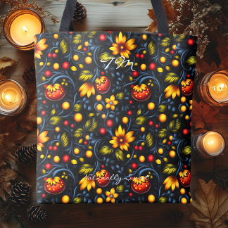 Livslevande Khokhloma stil blomstermönster handväs Tygkasse