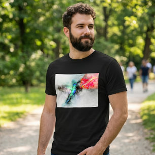 Livslevande Kolibri Akvarell Blommig Konsttryck T Shirt