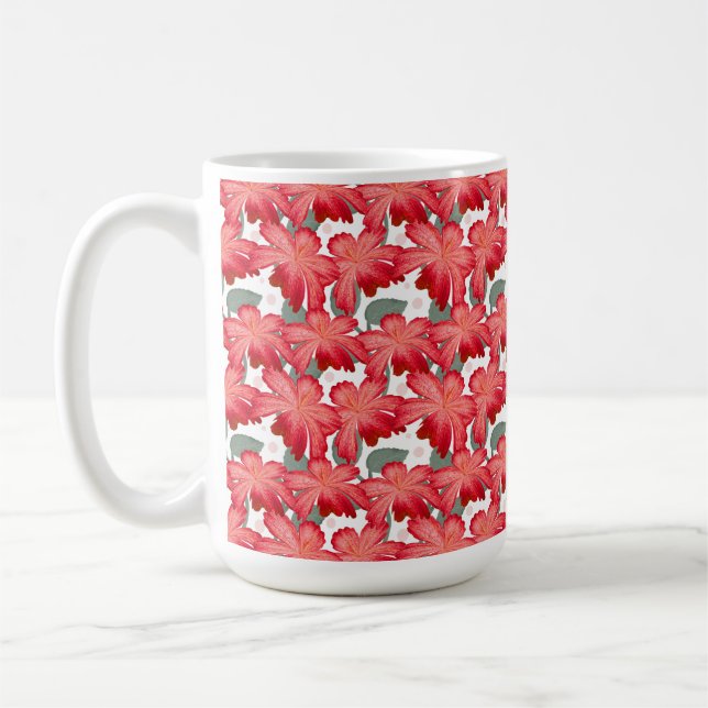 Livslevande korall blomster mönster | Djärva röda  Kaffemugg (Vänster)