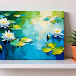 Livslevande lily blomkonst, abstrakt sjö scen poster