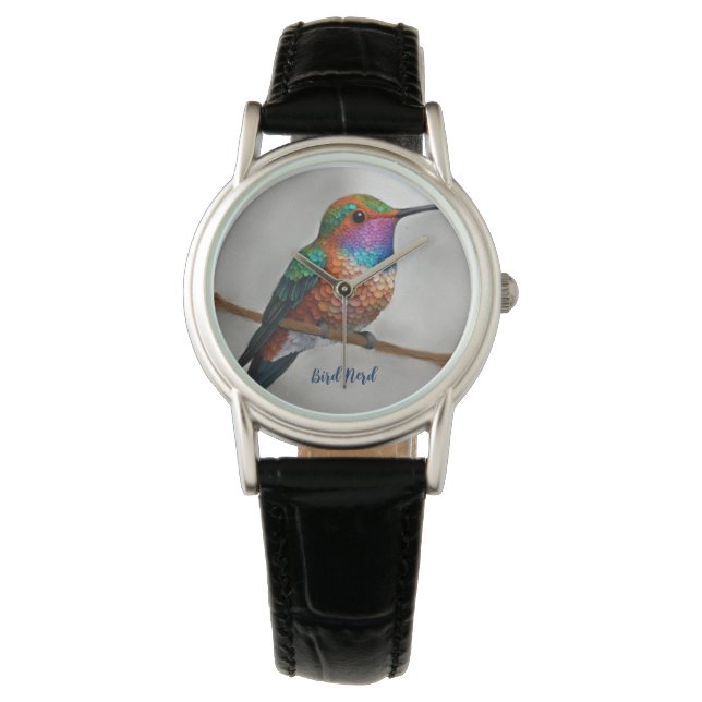 Livslevande målning av Allens kolibri Armbandsur (Framsida)