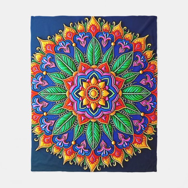 Livslevande Mandala-konstnärskap Fleecefilt (Framsidan)