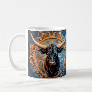Livslevande Oxeporträtt med blomster motiv Kaffemugg