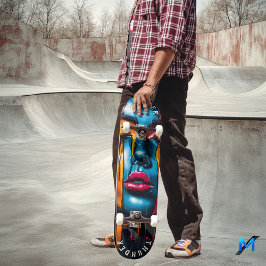 Livslevande Pop Art-ansikte Skateboard - Djärvt Ut
