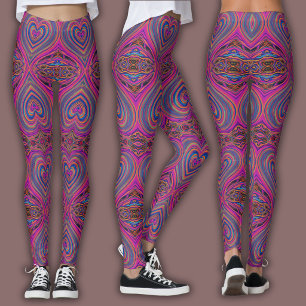 Livslevande Psykedelisk Mönster   Trippig Magent/B Leggings