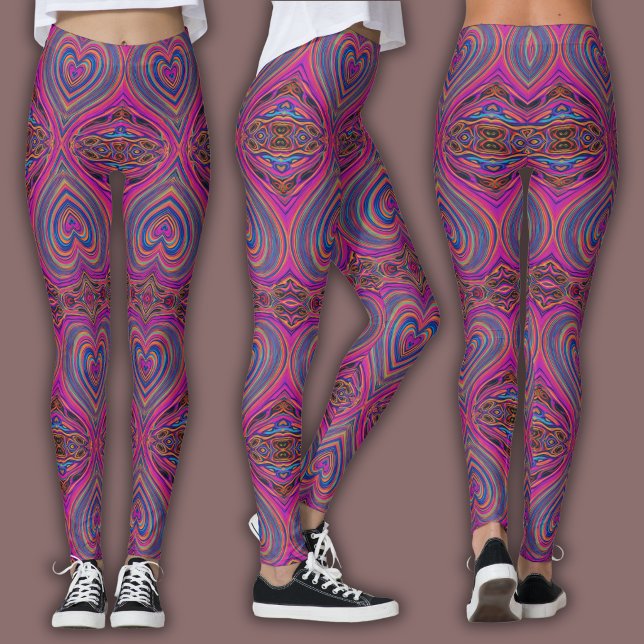 Livslevande Psykedelisk Mönster | Trippig Magent/B Leggings (Skapare uppladdad)