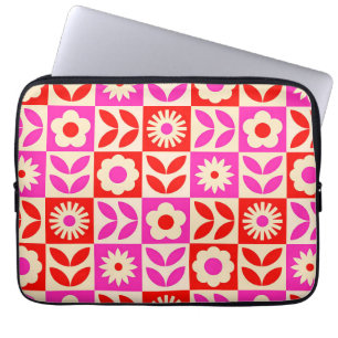Livslevande Retro Blommönster Laptop Fodral