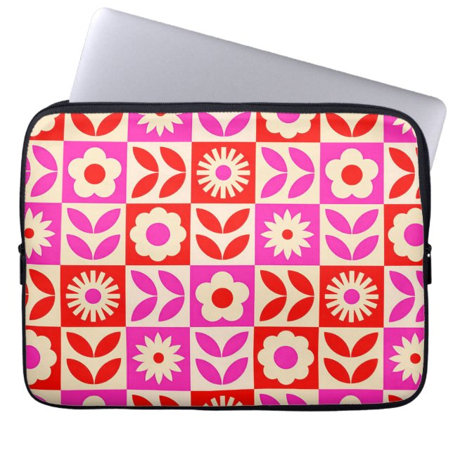 Livslevande Retro Blommönster Laptop Fodral (Framsidan)