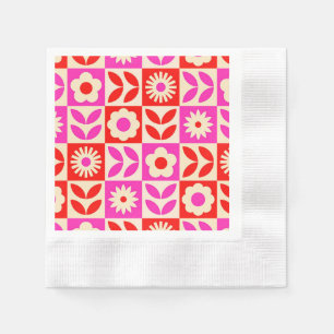 Livslevande Retro Blommönster Pappersservett
