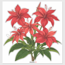Livslevande röd hibiskusblomsterbukett klistermärken