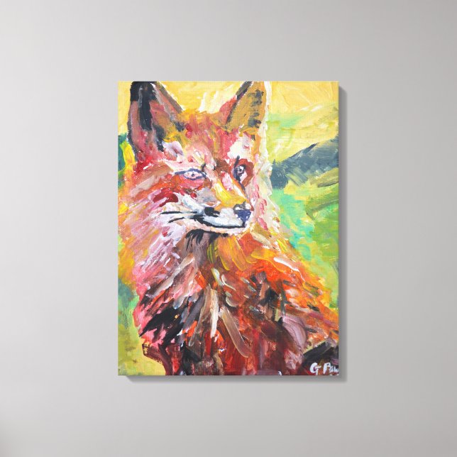 Livslevande röd räv expressionist canvastryck (Framsida)