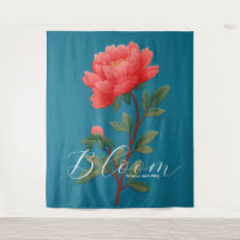 Livslevande Rosa Peony Botanisk Typografi