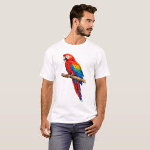 Livslevande scharlakansröd ara-papegoja akvarell t shirt