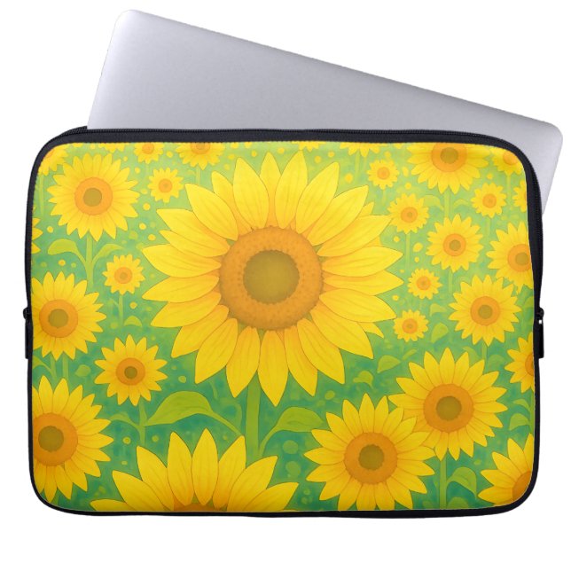 Livslevande solfältsmönster laptop fodral (Framsidan)