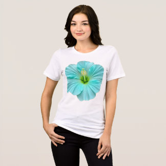 Livslevande teal hibiskus blomgrafisk t-shirt