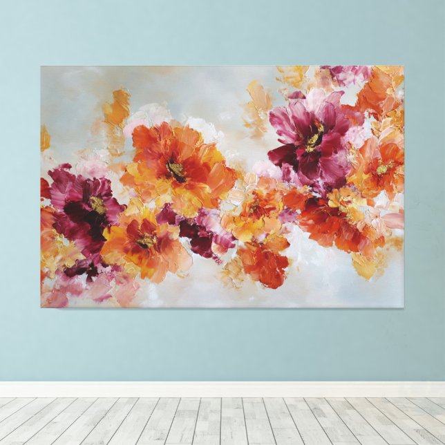Livslevande Texturerad Blommig Abstrakt Väggkonst Canvastryck (Insitu (trägolv))