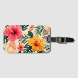 Livslevande Tropisk Hibiskus Blommig Sömlös Mönste Bagagebricka
