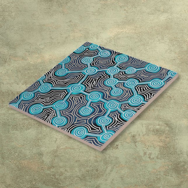 Livslinjer Aboriginsk stil abstrakt mönster Kakelplatta (Life Lines Aboriginal Style Abstract Pattern Tile)