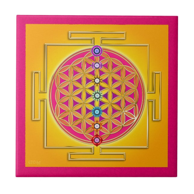 LIVSLÖN - Chakras Yantra Kakelplatta (Framsidan)