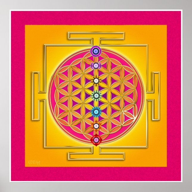 LIVSLÖN - Chakras Yantra Poster (Framsidan)