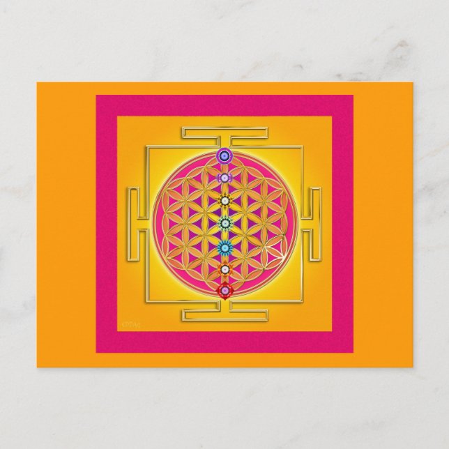 LIVSLÖN - Chakras Yantra Vykort (Framsida)