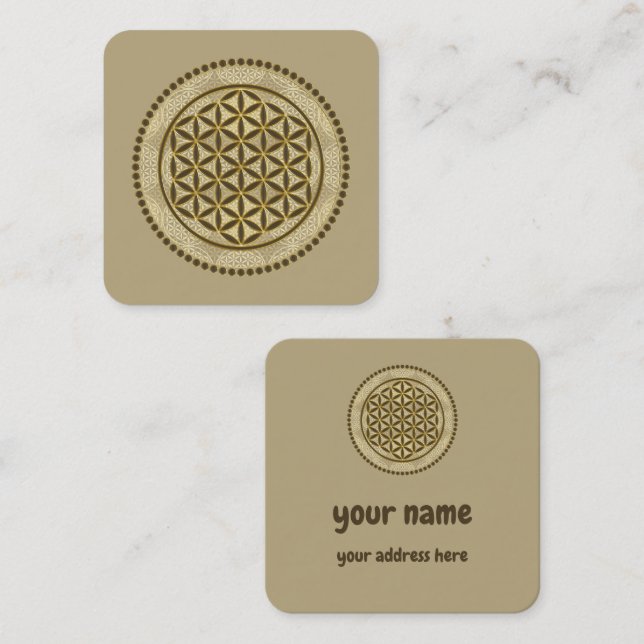 LIVSLÖN - Helig Geometrie Symbol Art 2 Fyrkantigt Visitkort (Fram/baksida)