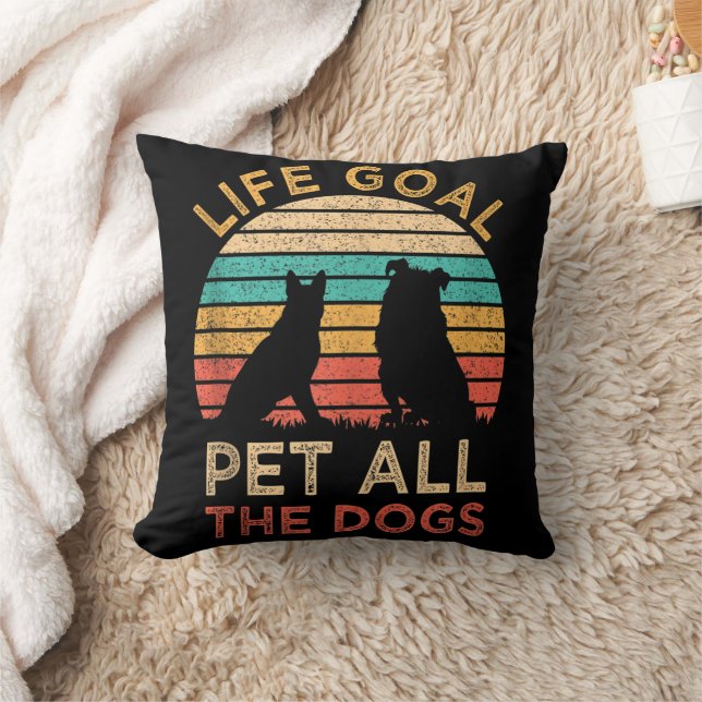 Livsmål Kela Alla Hundar Rolig Vintage Hundälskare Kudde (Filt)