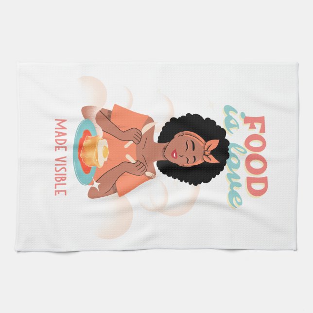 Livsmedel är synligt i Kärlek Kökshandduk (Horisontell)